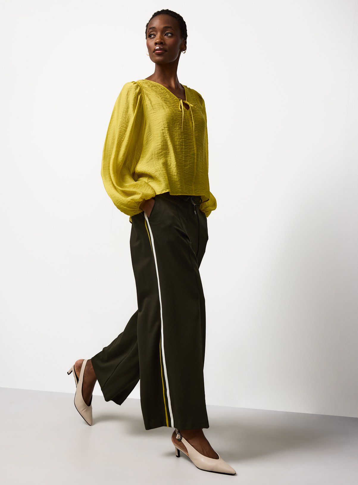 Yellow Textured Tie Front Top 14 - Image 1 thumbnail